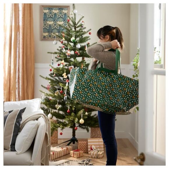 (2) IKEA VINTERFINT Shopping Bag Star Pattern Green Extra Large Gallon - Picture 2 of 4